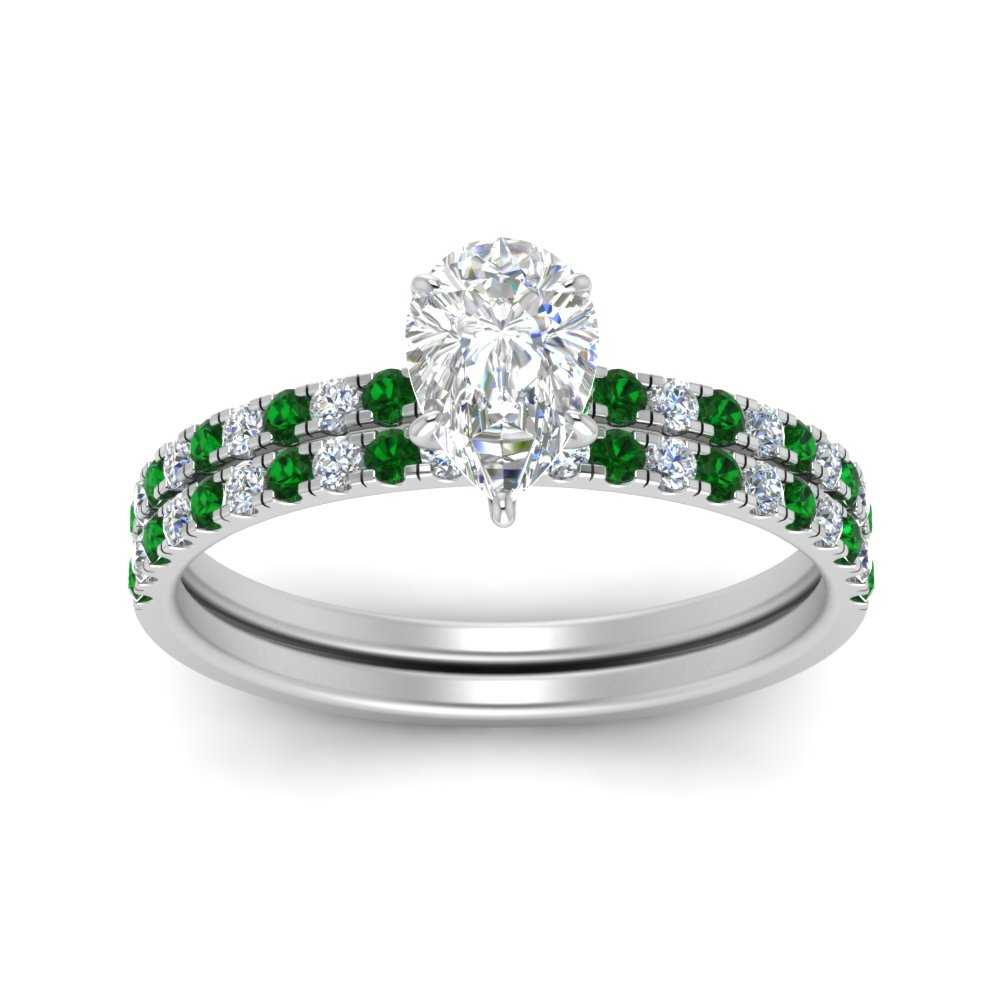 hidden-halo-half-way-pear-shaped-diamond-wedding-ring-set-with-emerald-in-FD9168PEGEMGRANGLE3-NL-WG