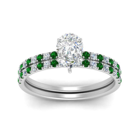 hidden-halo-half-way-pear-shaped-diamond-wedding-ring-set-with-emerald-in-FD9168PEGEMGRANGLE3-NL-WG