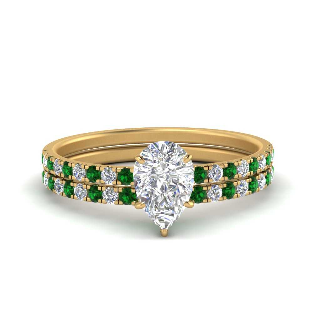 hidden-halo-half-way-pear-shaped-diamond-wedding-ring-set-with-emerald-in-FD9168PEGEMGRANGLE3-NL-YG