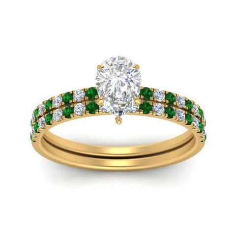 hidden-halo-half-way-pear-shaped-diamond-wedding-ring-set-with-emerald-in-FD9168PEGEMGRANGLE3-NL-YG