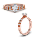 Load image into Gallery viewer, hidden-halo-half-way-pear-shaped-diamond-wedding-ring-set-with-orange-sapphire-in-FD9168PEGSAORANGLE3-NL-RG
