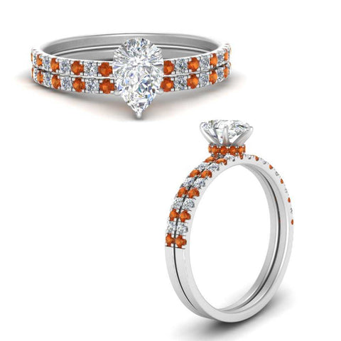 hidden-halo-half-way-pear-shaped-diamond-wedding-ring-set-with-orange-sapphire-in-FD9168PEGSAORANGLE3-NL-WG