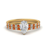 Load image into Gallery viewer, hidden-halo-half-way-pear-shaped-diamond-wedding-ring-set-with-orange-sapphire-in-FD9168PEGSAORANGLE3-NL-YG
