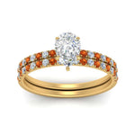 Load image into Gallery viewer, hidden-halo-half-way-pear-shaped-diamond-wedding-ring-set-with-orange-sapphire-in-FD9168PEGSAORANGLE3-NL-YG
