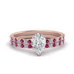 Load image into Gallery viewer, hidden-halo-half-way-pear-shaped-diamond-wedding-ring-set-with-pink-sapphire-in-FD9168PEGSADRPIANGLE3-NL-RG
