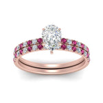 Load image into Gallery viewer, hidden-halo-half-way-pear-shaped-diamond-wedding-ring-set-with-pink-sapphire-in-FD9168PEGSADRPIANGLE3-NL-RG
