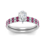 Load image into Gallery viewer, hidden-halo-half-way-pear-shaped-diamond-wedding-ring-set-with-pink-sapphire-in-FD9168PEGSADRPIANGLE3-NL-WG
