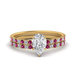 Load image into Gallery viewer, hidden-halo-half-way-pear-shaped-diamond-wedding-ring-set-with-pink-sapphire-in-FD9168PEGSADRPIANGLE3-NL-YG
