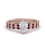 Load image into Gallery viewer, hidden-halo-half-way-pear-shaped-diamond-wedding-ring-set-with-ruby-in-FD9168PEGRUDRANGLE3-NL-RG

