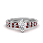 Load image into Gallery viewer, hidden-halo-half-way-pear-shaped-diamond-wedding-ring-set-with-ruby-in-FD9168PEGRUDRANGLE3-NL-WG
