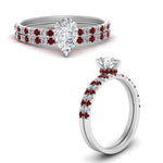 Load image into Gallery viewer, hidden-halo-half-way-pear-shaped-diamond-wedding-ring-set-with-ruby-in-FD9168PEGRUDRANGLE3-NL-WG
