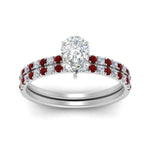 Load image into Gallery viewer, hidden-halo-half-way-pear-shaped-diamond-wedding-ring-set-with-ruby-in-FD9168PEGRUDRANGLE3-NL-WG
