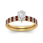 Load image into Gallery viewer, hidden-halo-half-way-pear-shaped-diamond-wedding-ring-set-with-ruby-in-FD9168PEGRUDRANGLE3-NL-YG
