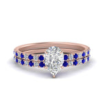 Load image into Gallery viewer, hidden-halo-half-way-pear-shaped-diamond-wedding-ring-set-with-sapphire-in-FD9168PEGSABLANGLE3-NL-RG

