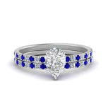 Load image into Gallery viewer, hidden-halo-half-way-pear-shaped-diamond-wedding-ring-set-with-sapphire-in-FD9168PEGSABLANGLE3-NL-WG
