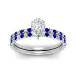 Load image into Gallery viewer, hidden-halo-half-way-pear-shaped-diamond-wedding-ring-set-with-sapphire-in-FD9168PEGSABLANGLE3-NL-WG
