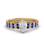 Load image into Gallery viewer, hidden-halo-half-way-pear-shaped-diamond-wedding-ring-set-with-sapphire-in-FD9168PEGSABLANGLE3-NL-YG
