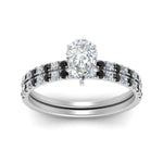 Load image into Gallery viewer, hidden-halo-half-way-pear-shaped-wedding-ring-set-with-black-diamond-in-FD9168PEGBLACKANGLE3-NL-WG
