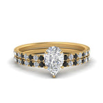 Load image into Gallery viewer, hidden-halo-half-way-pear-shaped-wedding-ring-set-with-black-diamond-in-FD9168PEGBLACKANGLE3-NL-YG
