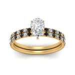 Load image into Gallery viewer, hidden-halo-half-way-pear-shaped-wedding-ring-set-with-black-diamond-in-FD9168PEGBLACKANGLE3-NL-YG
