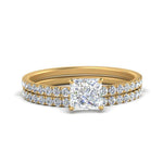 Load image into Gallery viewer, hidden-halo-half-way-princess-cut-diamond-wedding-ring-set-in-FD9168PRANGLE3-NL-YG
