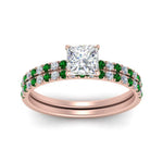 Load image into Gallery viewer, hidden-halo-half-way-princess-cut-diamond-wedding-ring-set-with-emerald-in-FD9168PRGEMGRANGLE3-NL-RG
