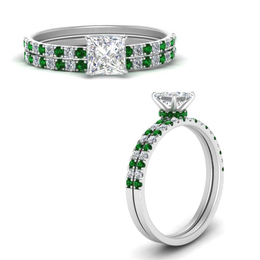 hidden-halo-half-way-princess-cut-diamond-wedding-ring-set-with-emerald-in-FD9168PRGEMGRANGLE3-NL-WG