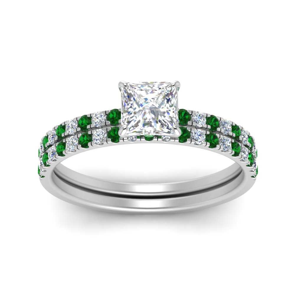 hidden-halo-half-way-princess-cut-diamond-wedding-ring-set-with-emerald-in-FD9168PRGEMGRANGLE3-NL-WG