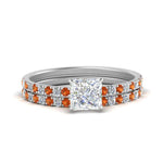 Load image into Gallery viewer, hidden-halo-half-way-princess-cut-diamond-wedding-ring-set-with-orange-sapphire-in-FD9168PRGSAORANGLE3-NL-WG
