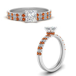 Load image into Gallery viewer, hidden-halo-half-way-princess-cut-diamond-wedding-ring-set-with-orange-sapphire-in-FD9168PRGSAORANGLE3-NL-WG
