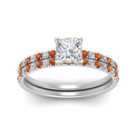 Load image into Gallery viewer, hidden-halo-half-way-princess-cut-diamond-wedding-ring-set-with-orange-sapphire-in-FD9168PRGSAORANGLE3-NL-WG
