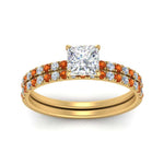 Load image into Gallery viewer, hidden-halo-half-way-princess-cut-diamond-wedding-ring-set-with-orange-sapphire-in-FD9168PRGSAORANGLE3-NL-YG
