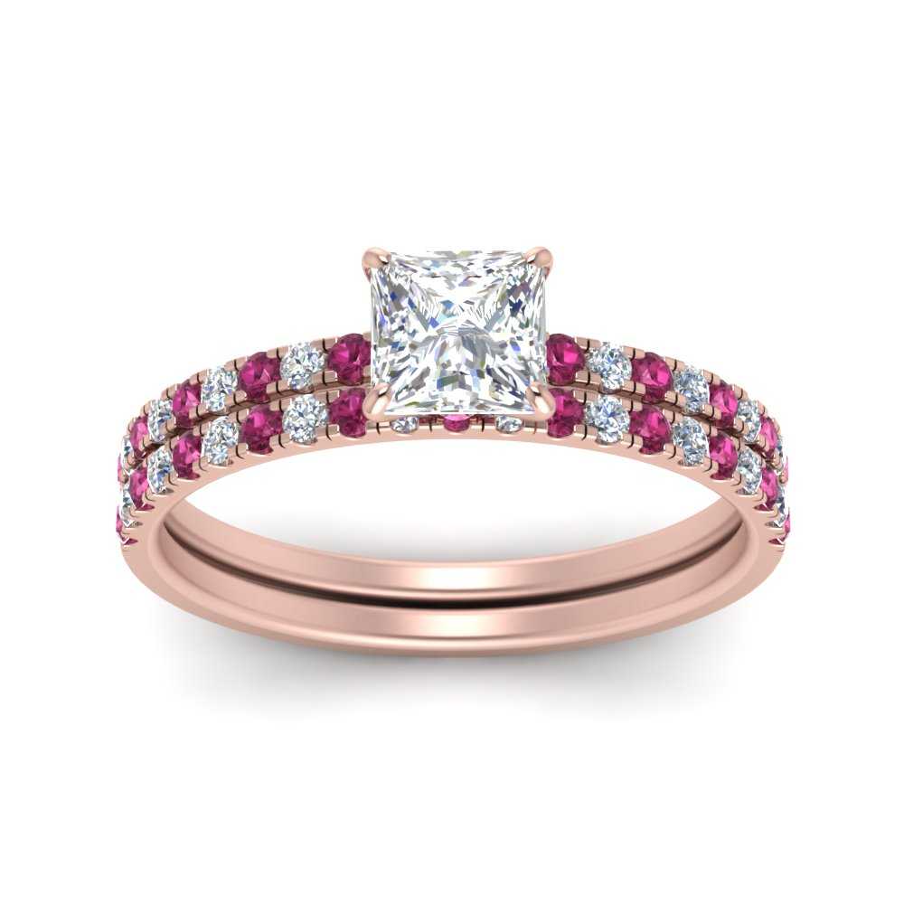 hidden-halo-half-way-princess-cut-diamond-wedding-ring-set-with-pink-sapphire-in-FD9168PRGSADRPIANGLE3-NL-RG