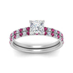 Load image into Gallery viewer, hidden-halo-half-way-princess-cut-diamond-wedding-ring-set-with-pink-sapphire-in-FD9168PRGSADRPIANGLE3-NL-WG
