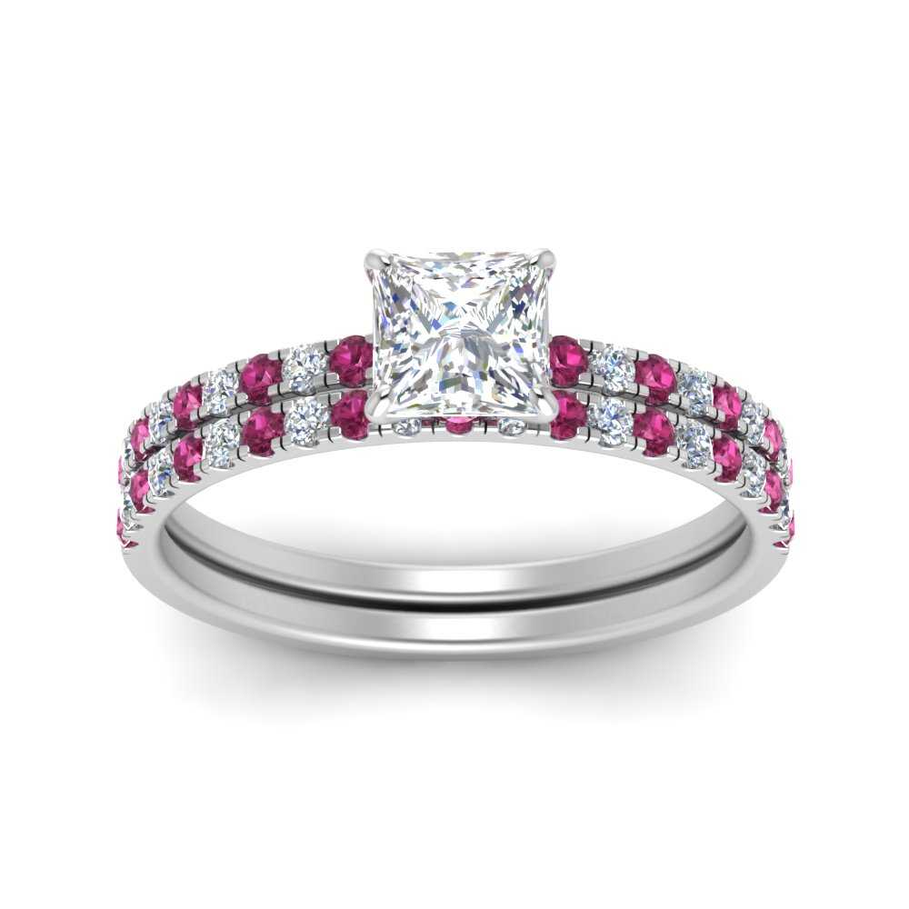 hidden-halo-half-way-princess-cut-diamond-wedding-ring-set-with-pink-sapphire-in-FD9168PRGSADRPIANGLE3-NL-WG