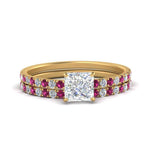 Load image into Gallery viewer, hidden-halo-half-way-princess-cut-diamond-wedding-ring-set-with-pink-sapphire-in-FD9168PRGSADRPIANGLE3-NL-YG
