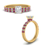 Load image into Gallery viewer, hidden-halo-half-way-princess-cut-diamond-wedding-ring-set-with-pink-sapphire-in-FD9168PRGSADRPIANGLE3-NL-YG
