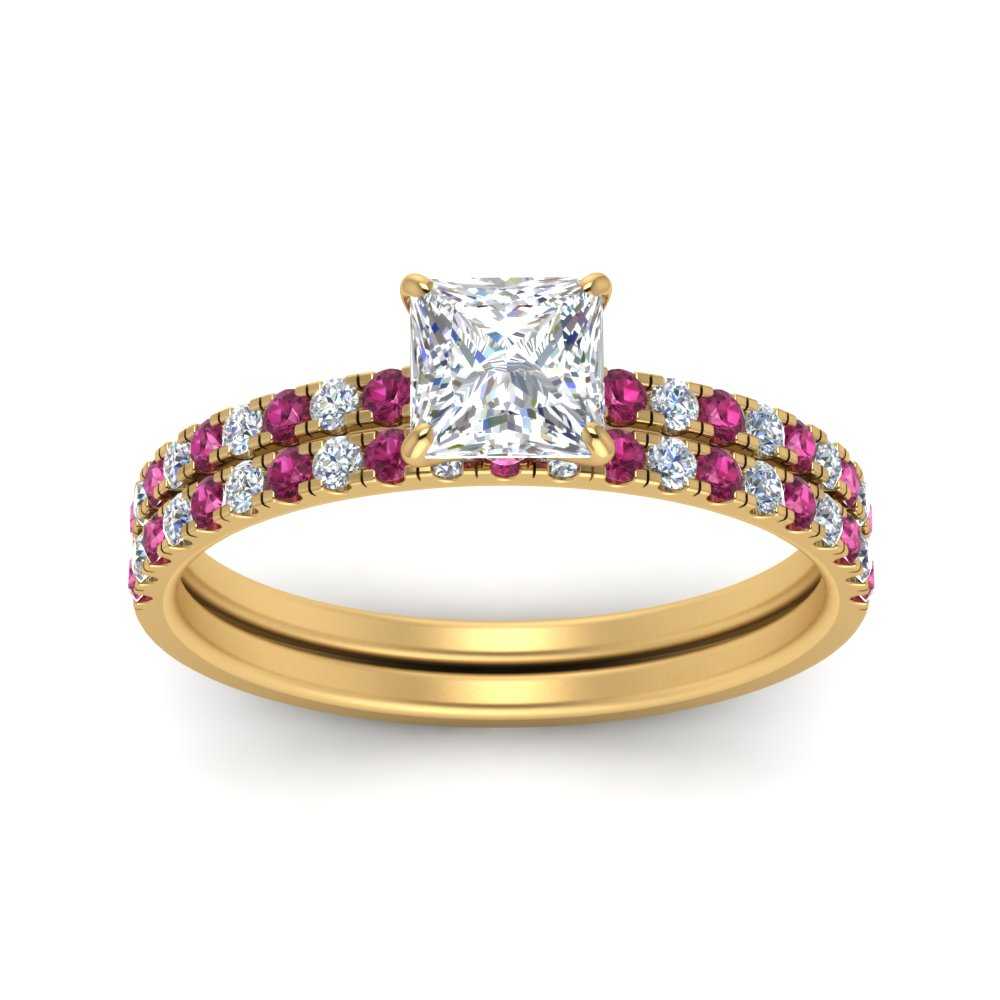 hidden-halo-half-way-princess-cut-diamond-wedding-ring-set-with-pink-sapphire-in-FD9168PRGSADRPIANGLE3-NL-YG