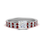 Load image into Gallery viewer, hidden-halo-half-way-princess-cut-diamond-wedding-ring-set-with-ruby-in-FD9168PRGRUDRANGLE3-NL-WG
