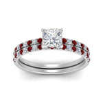 Load image into Gallery viewer, hidden-halo-half-way-princess-cut-diamond-wedding-ring-set-with-ruby-in-FD9168PRGRUDRANGLE3-NL-WG

