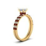 Load image into Gallery viewer, hidden-halo-half-way-princess-cut-diamond-wedding-ring-set-with-ruby-in-FD9168PRGRUDRANGLE3-NL-YG
