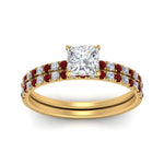 Load image into Gallery viewer, hidden-halo-half-way-princess-cut-diamond-wedding-ring-set-with-ruby-in-FD9168PRGRUDRANGLE3-NL-YG
