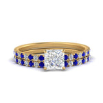 Load image into Gallery viewer, hidden-halo-half-way-princess-cut-diamond-wedding-ring-set-with-sapphire-in-FD9168PRGSABLANGLE3-NL-YG
