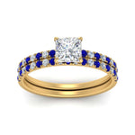 Load image into Gallery viewer, hidden-halo-half-way-princess-cut-diamond-wedding-ring-set-with-sapphire-in-FD9168PRGSABLANGLE3-NL-YG
