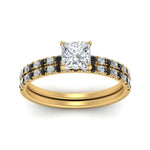 Load image into Gallery viewer, hidden-halo-half-way-princess-cut-wedding-ring-set-with-black-diamond-in-FD9168PRGBLACKANGLE3-NL-YG

