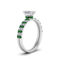 Thumbnail 24 - hidden-halo-half-way-radiant-cut-diamond-wedding-ring-set-with-emerald-in-FD9168RAGEMGRANGLE3-NL-WG
