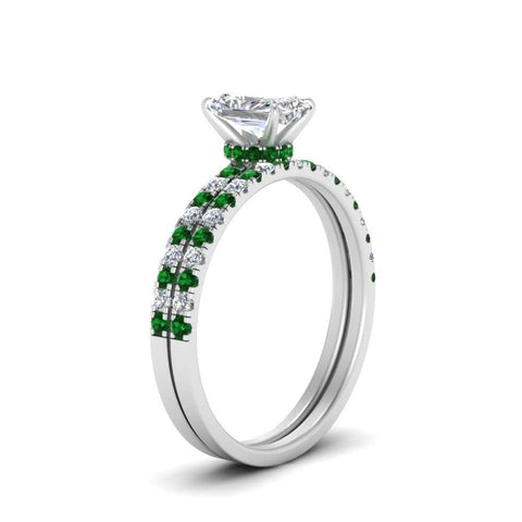 hidden-halo-half-way-radiant-cut-diamond-wedding-ring-set-with-emerald-in-FD9168RAGEMGRANGLE3-NL-WG