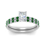 Load image into Gallery viewer, hidden-halo-half-way-radiant-cut-diamond-wedding-ring-set-with-emerald-in-FD9168RAGEMGRANGLE3-NL-WG
