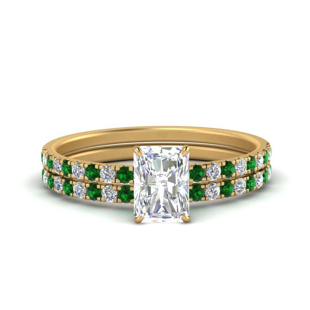 hidden-halo-half-way-radiant-cut-diamond-wedding-ring-set-with-emerald-in-FD9168RAGEMGRANGLE3-NL-YG