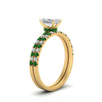 Load image into Gallery viewer, hidden-halo-half-way-radiant-cut-diamond-wedding-ring-set-with-emerald-in-FD9168RAGEMGRANGLE3-NL-YG
